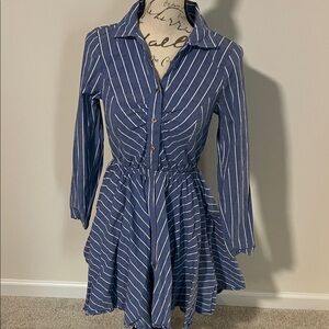 VENUS Navy Striped Long Sleeve Dress